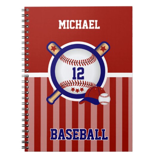 Carnet Perosnalize Baseball ⚾ - Nota rouge, blanche et bl (Devant)