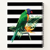 Carnet Perroquet Sur Bandes Noires Et Blanches (Dos)