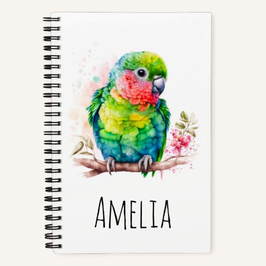 Carnet Perroquet vert - Bébé mignon oiseau (Recto)