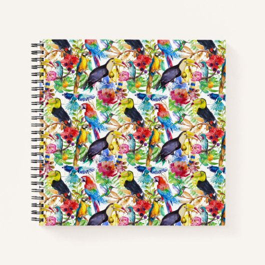 Carnet Perroquets aquarelles colorés (Devant)