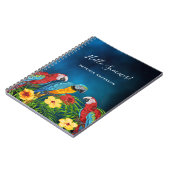 Carnet Perroquets bleus oiseaux floraux bonjour été (Côté gauche)