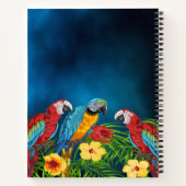 Carnet Perroquets bleus oiseaux nom des fleurs (Dos)