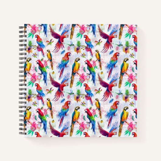 Carnet Perroquets de style aquarelle (Devant)