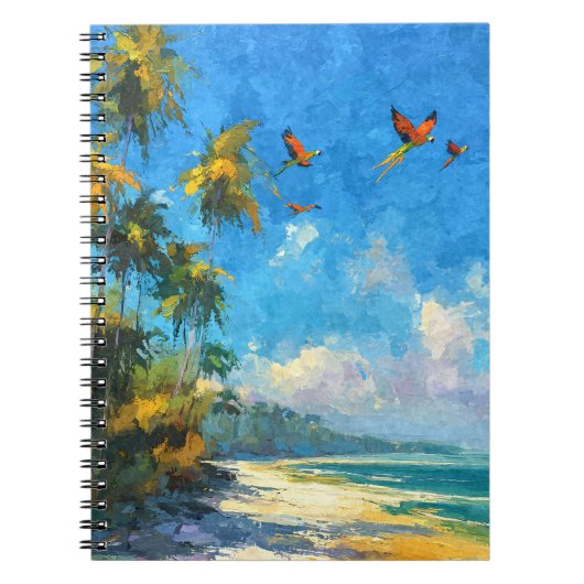 Carnet Perroquets Flying Tropical Ocean Sky Art (Devant)