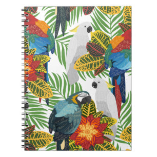 Carnet Perroquets tropicaux, motif vintage sans soudure.