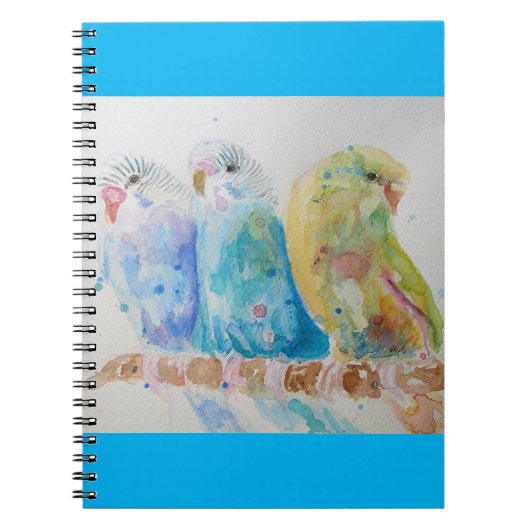 Carnet Perruche peinture aquarelle oiseau perruches aigue (Devant)