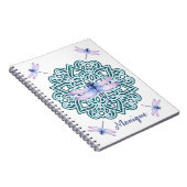 Carnet Personalisé bleu violet Mandala Dragonfly Blanc (Côté Droit)