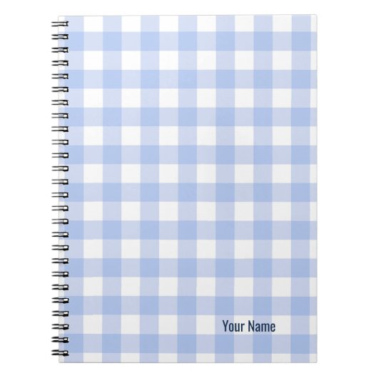 Carnet PERSONALISE Blue Gingham Pattern Notebook (Devant)