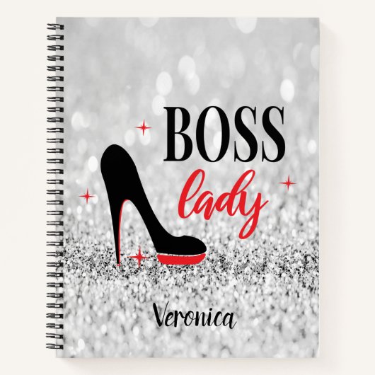 Carnet Personalisé Rouge Bas Stiletto Talon Boss Lady (Devant)