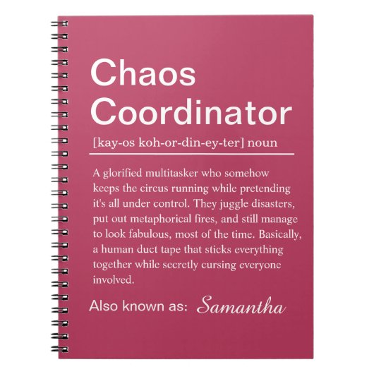 Carnet Personalised Chaos Coordinator Definition (Devant)