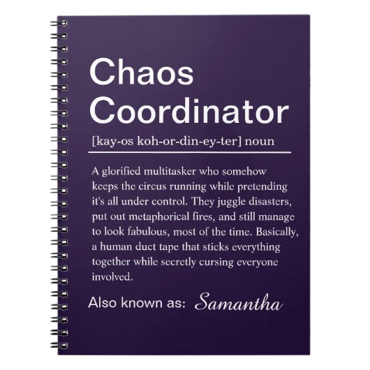 Carnet Personalised Chaos Coordinator Definition (Devant)