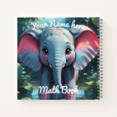 Carnet Personalised Cute Elephant in the Rain  (Dos)