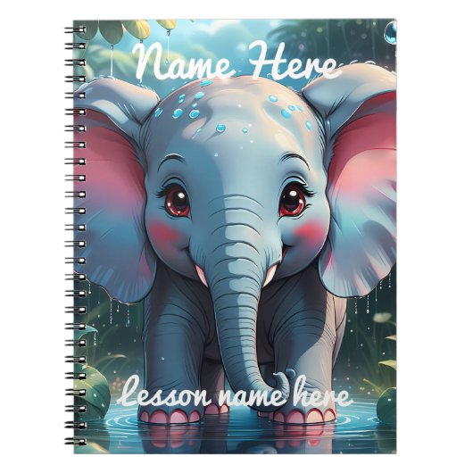 Carnet Personalised Cute Elephant in the Rain  (Devant)