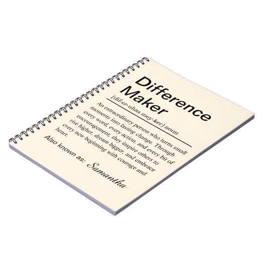Carnet Personalised Difference Maker Definition (Côté gauche)