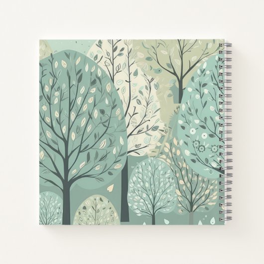 Carnet Personalised Notebook - Pastel Green Forest (Dos)