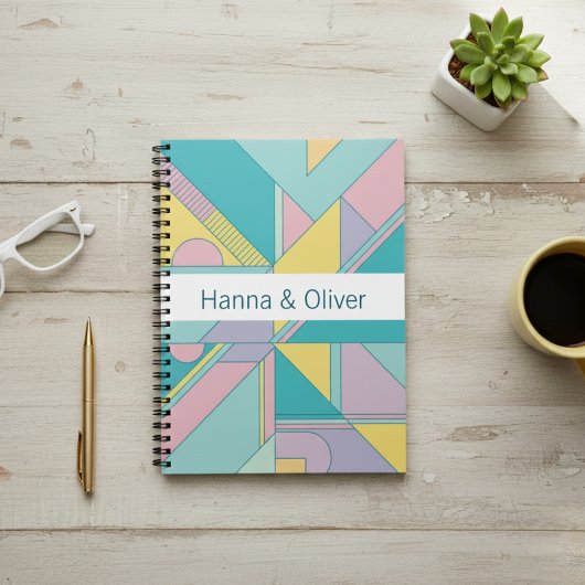 Carnet Personalized 80s Memphis Style Geometric Notebook