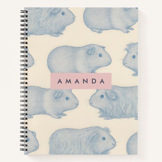 Carnet Personalized Aesthetically Cute Guinea Pigs Patter (Devant)