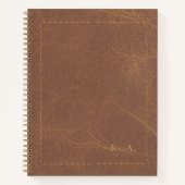 Carnet Personalized Aged Leather Notebook with Initials (Devant)