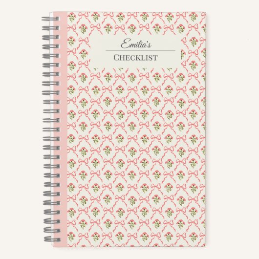 Carnet Personalized beautiful classic botanical pink (Recto)