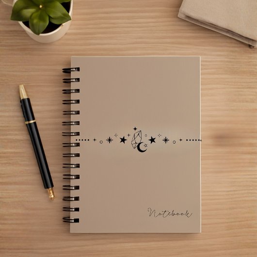 Carnet Personalized Beige Celestial Spiral Notebook