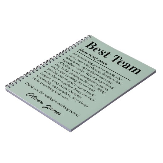 Carnet Personalized Best Team Definition Appreciation (Côté gauche)