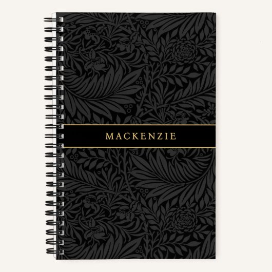 Carnet Personalized Black Floral Pattern (Recto)