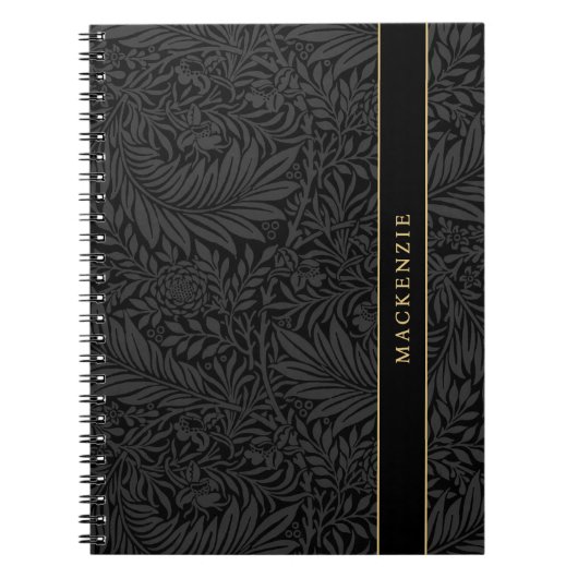 Carnet Personalized Black Floral Pattern (Devant)