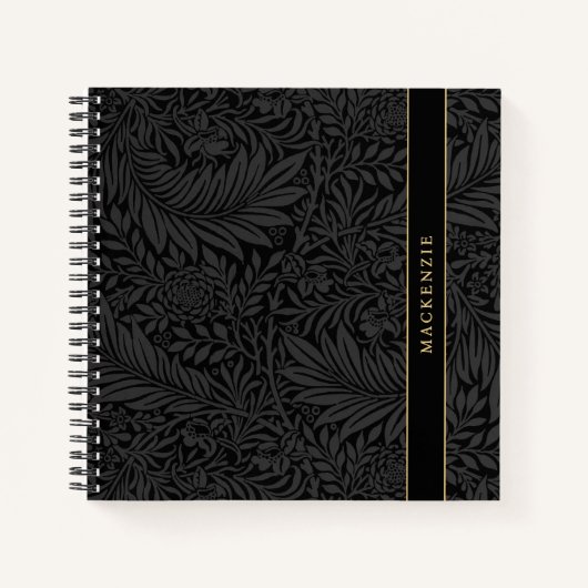 Carnet Personalized Black Floral Pattern (Devant)