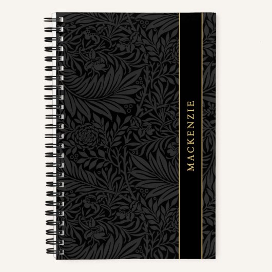 Carnet Personalized Black Floral Pattern (Recto)