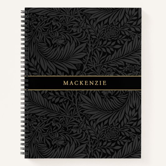 Carnet Personalized Black Floral Pattern (Devant)