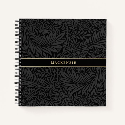 Carnet Personalized Black Floral Pattern (Devant)