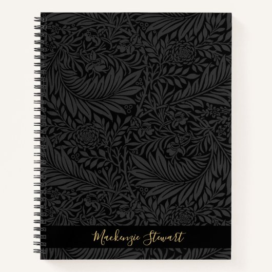 Carnet Personalized Black Floral Pattern (Devant)