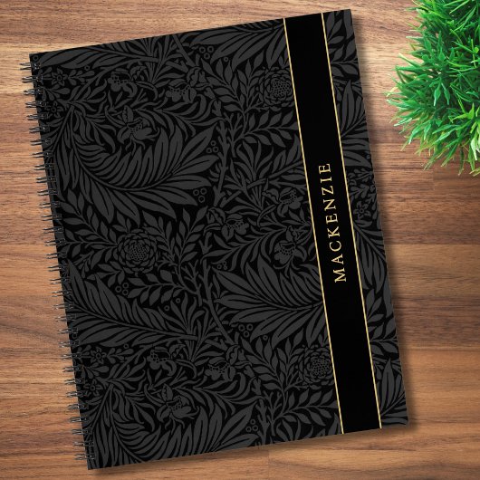Carnet Personalized Black Floral Pattern