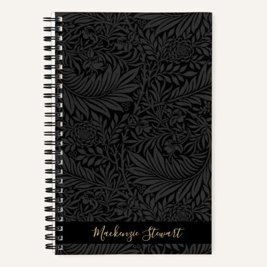 Carnet Personalized Black Floral Pattern (Recto)