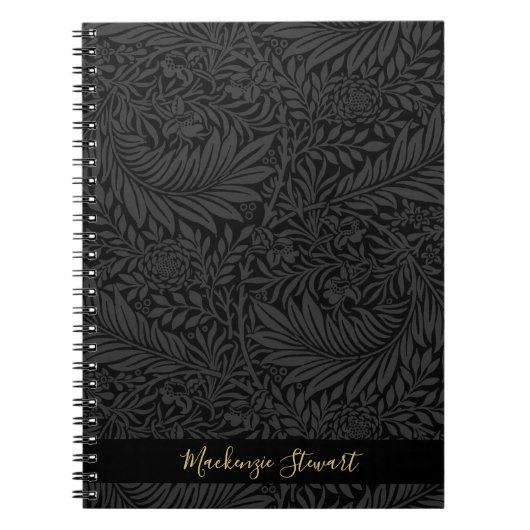 Carnet Personalized Black Floral Pattern (Devant)