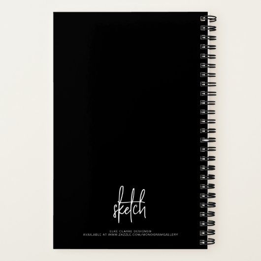 Carnet Personalized Black White Script Name Sketchbook (Verso)