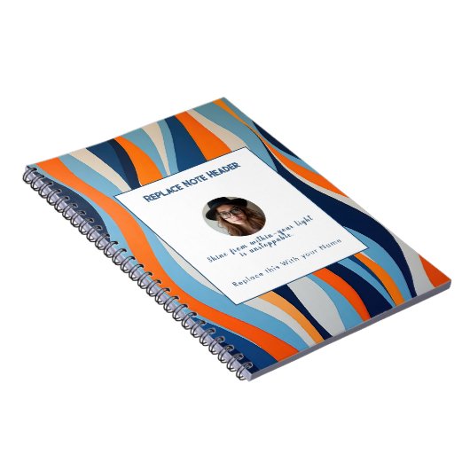 Carnet Personalized Blue and Orange Wave Patterned  (Côté Droit)