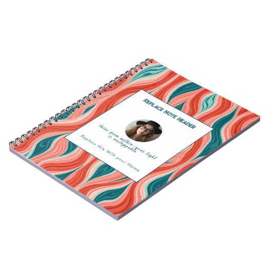 Carnet Personalized Blue and Red Wave Patterned  (Côté gauche)