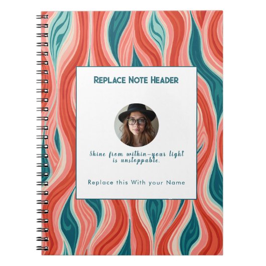 Carnet Personalized Blue and Red Wave Patterned  (Devant)