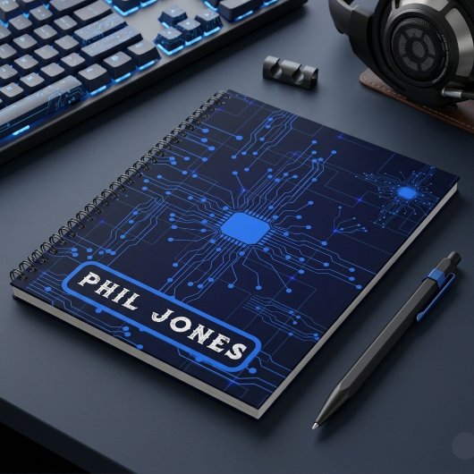 Carnet Personalized Blue Circuit Board Tech Geek