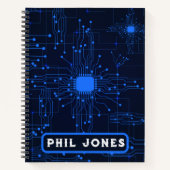 Carnet Personalized Blue Circuit Board Tech Geek (Devant)