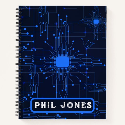 Carnet Personalized Blue Circuit Board Tech Geek (Devant)