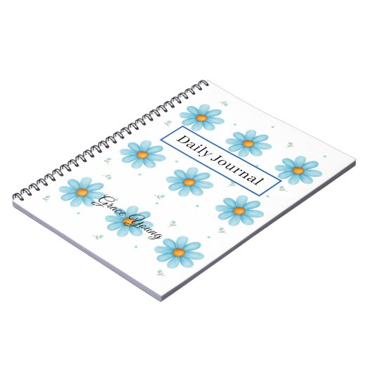 Carnet Personalized Blue Daisy Notebook Custom Name (Côté gauche)
