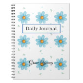 Carnet Personalized Blue Daisy Notebook Custom Name (Devant)