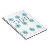 Carnet Personalized Blue Daisy Notebook Custom Name (Côté Droit)
