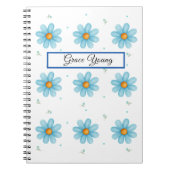 Carnet Personalized Blue Daisy Notebook Custom Name (Devant)