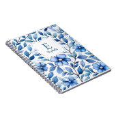 Carnet Personalized Blue Floral Classic Notebook (Côté Droit)