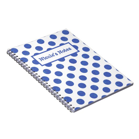 Carnet Personalized Blue Polka Dots (Côté Droit)