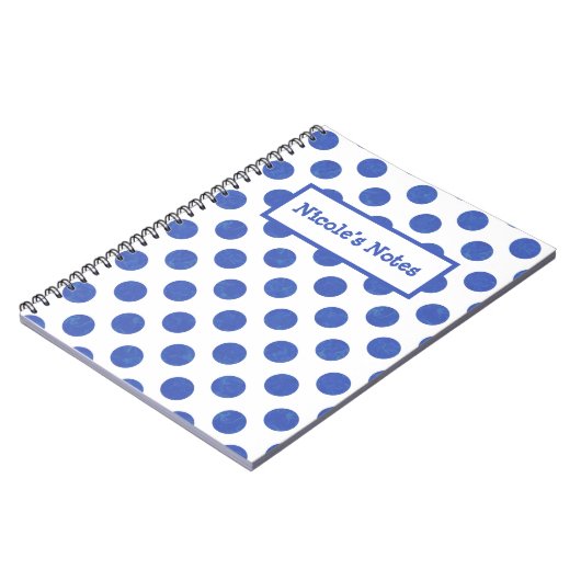 Carnet Personalized Blue Polka Dots (Côté gauche)