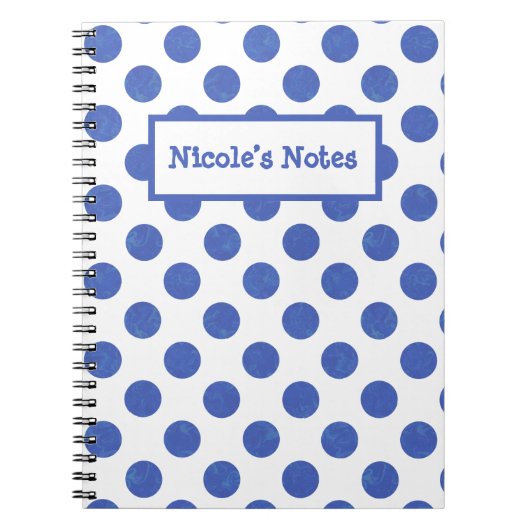 Carnet Personalized Blue Polka Dots (Devant)